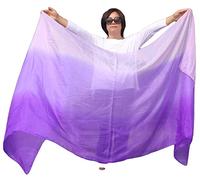 Winged Sirenny Velo Gradiente Danza Vientre Tribal Fusión, Seda Natural Rectangular 2.7x1.1m, Bolsa Transporte y Bordes Enrollados Mano, degradado púrpura