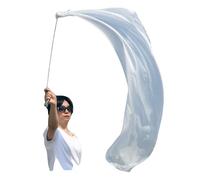 Winged Sirenny Velo Poi de Seda para Bellydance y Danza Tribal, Efectos Visuales Fluidos en Festivales y Espectáculos, Tela Ligera con Coloración Manual en Degradados Suaves (blanco)