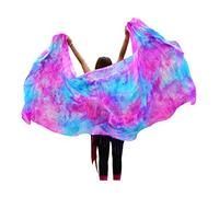 Winged Sirenny Velo Seda Danza del Vientre Tie-Dye, Velo Colores Mezclados Tribal Fluido Práctica y Espectáculo 2.7m x 1.1m, Borde Enrollado a Mano, Incluye Bolsa Transporte, Fantasía de sirena