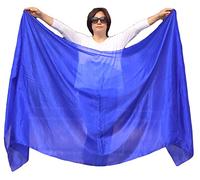 Winged Sirenny Velo Seda Danza Vientre 270x110cm Liso Pintado Mano, Translúcido Flotante Elegante Tribal Fusión Espectáculo, azul