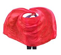 Winged Sirenny Velo Seda Gigante Danza Vientre 270x135cm Rectangular, Danza Tribal Fusion Espectaculos, Seda Natural y Bordes Enrollados Mano, rojo