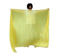 Winged Sirenny Velo Seda Gigante Danza Vientre 270x135cm Rectangular, Danza Tribal Fusion Espectaculos, Seda Natural y Bordes Enrollados Mano, amarillo