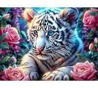 Winged Tigre Blanco Rompecabezas 1000 Piezas Cartón para Mayores Criaturas cósmicas mágicas para Ocupar Tiempo Actividad Antiestrés Decoración Mural Mejor Valorado 1000 PCS/75x50cm