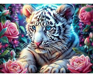 Winged Tigre Blanco Rompecabezas 1000 Piezas Cartón para Mayores Criaturas cósmicas mágicas para Ocupar Tiempo Actividad Antiestrés Decoración Mural Mejor Valorado 1000 PCS/75x50cm