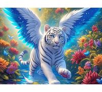 Winged Tigre Blanco Rompecabezas 500 Piezas Cartón Grueso para Coleccionistas Mascota Animal Noches De Cita Mejora Concentración Ocio En Casa Regalo Reyes Magos 500 PCS/52×38cm