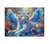 Winged Tigre Blanco Rompecabezas 500 Piezas Cartón para Mayores para Ocupar Tiempo Actividad Antiestrés Decoración Mural Mejor Valorado 500 PCS/52×38cm