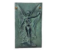 Winged Victory of Paionios - Pequeño relieve de pared de cerámica hecho a mano, verde, decoración de mitología griega, réplica de escultura clásica