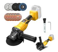 WingFly Amoladora angular con batería para Dewalt 18 V, 20 V, lijadora inalámbrica profesional, 125 mm, motor sin escobillas, protector de disco, para quitar pintura y mortero (sin batería, sin