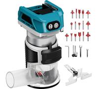 WingFly Fresadora de Madera a Batería, Compacta para Makita 18 V, Fresa de Cantos para Carpintería, Eléctrica con 15 Piezas Router Bits