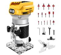 WingFly Fresadora de Madera a Batería compatible con Dewalt, Fresa de Cantos Compacta, Grabado Fresa para Carpintería, Fresadora Eléctrica con 15 Piezas Router Bits