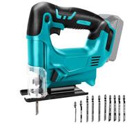 WingFly Sierra de Calar a Batería para Makita 18 V, Sierra de Calar Eléctrica 2900 SPM con 10 hojas, Velocidad variable, Corte Biselado de 0°-45° para Madera, Plástico y Metal