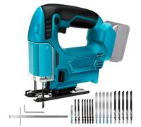 WingFly Sierra de Calar a Batería para Makita 18V, Sierra de Calar Eléctrica 2700 SPM con 10 hojas, Velocidad variable, Corte Biselado de 0°-45° para Madera, Plástico y Metal