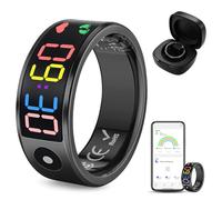 WingFly Smart Ring con Pantalla LED, Anillo Inteligente Hombre Mujer, Anillos Inteligentes Fitness Tracker IP68 Compatible con iOS y Android para Monitorear el Sueño/Pulsometro/SpO2 (Negro, #11)