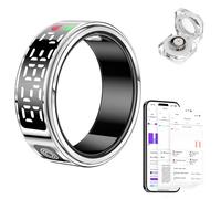 WingFly Smart Ring con Pantalla LED, Anillo Inteligente Hombre Mujer, Anillos Inteligentes Fitness Tracker IP68 Compatible con iOS y Android para Monitorear el Sueño/Pulsometro/SpO2 (Plata, #8)