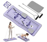 WingFly Tabla de pilat, máquina reformadora Multifuncional para Abdominales, Pilates Board Plegable con Rebote automático, Cuerda de Tensión y Temporizador, para Gimnasio en Casa (MoradoB)