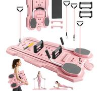 WingFly Tabla de pilat, máquina reformadora Multifuncional para Abdominales, Pilates Board Plegable con Rebote automático, Cuerda de Tensión y Temporizador, para Gimnasio en Casa (RosaC)