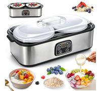 WingFly Yogurtera 2L, Máquina Automática de Yogur Digital con 2 Vasos, Yogur con Temporizador y Control de Temperatura, LCD Pantalla de un Solo Toque, para Yogur Casero, Natto, Vino De Arroz