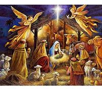 Wingkin Kit estampados de punto de cruz pesebre de navidad de jesus 11CT lona preimpresa patrón de costura cruzada para costura kits de inicio de bordado para principiantes(40×50cm)