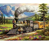 Wingkin Kits estampados de punto de cruz Paisaje De Tren De Vapor 11ct Lona Preimpresa patrón de costura cruzada para costura kits de inicio de bordado para principiantes(40×50cm)