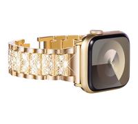 WINGLE Correas compatibles con Apple Watch - Correa de mujer con diamantes de imitación para Apple Watch Series 10 de 46 mm, 9/8/7 de 45 mm, 6/5/4 de 44 mm, 3/2/1 de 42 mm, color dorado