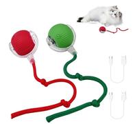 WinGlue 2 Piezas Juguete Interactivo para Gatos, Pelota Eléctrica, Cat Toy Ball, Interactiva Rolling Ball, Automático (Rojo+Verde)