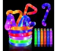 WinGluge 18 Piezas Tubos Sensoriales Niños, Tubo Elástico Multicolor, Juguetes Sensoriales de Tubos Pop Luminoso, Tubos Luminosos Pop, Luces Plegables Pop Tubes, Mini Tubos Pop Juguetes Sensoriales
