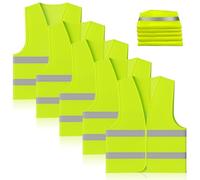 WinGluge 5 Piezas Chaleco Reflectante de Seguridad, Auto Chaleco de Seguridad Amarillo Fluorescente de Alta Visibilidad, Chalecos de Advertencia Tamaño XXL, para Correr Conductor Limpiadores Motos