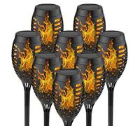 WinGluge 8 Piezas Luces de llamas Solar Exterior Jardin, Antorchas Solares Exterior IP65 Impermeable, 12 LED Luces Solares, Antorcha Solar con llamas Realistas, para Patio, Camino, Jardín, Césped