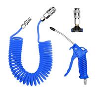 WinGluge Pistola de Aire Comprimido, Pistola de Aire para Camiones con 5m Manguera Aire Comprimido y Conector en T, Pistola de Aire Soplado Kit de limpieza, para Camión, Camión y Coche(Azul)
