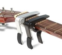 WiNGO Cejilla de Guitarra para Electrica Acustica Folk Ukelele Bajo Guitar Aleación de Aluminio Guitar Capo - 2 Unidades，Negro y Plata Color.