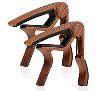 WiNGO Cejilla de Guitarra para Electrica Acustica Folk Ukelele Bajo Guitar Aleación de Aluminio Guitar Capo - 2 Unidades，Madera Color.