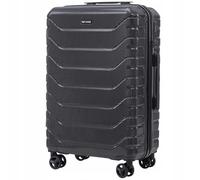 Wings Crake - Maleta mediana de 24", equipaje de viaje para aviones, 4 ruedas giratorias, 100% poliéster, indestructible, color negro, Negro , medium, Maleta