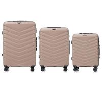 Wings Maleta rígida | Maleta de viaje y trolleys | ultraligero con ruedas | Maleta Trolley Equipaje de mano | Maleta rígida con candado | para avión, marrón, Set 3, Maleta
