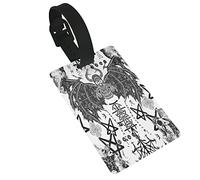 Wings of Demon Mystical Symbols and Devil Skull White Death Symbol Halloween 2 PC Etiquetas de equipaje de PVC Cubierta de privacidad Etiquetas de equipaje de silicona Etiquetas de maleta de viaje A