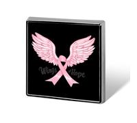 Wings Of Hope - Broche cuadrado para concienciación sobre el cáncer de mama, alfileres de solapa, corbata, accesorios, boda, cumpleaños, para hombres y mujeres, Square, Metal