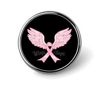 Wings Of Hope - Broche redondo para concienciación sobre el cáncer de mama, alfileres de solapa, corbata, accesorios, boda, cumpleaños, para hombres y mujeres, Circular, Metal
