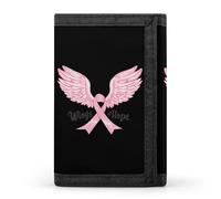 Wings of Hope - Carteras triples para concienciación sobre el cáncer de mama con tarjetero para dinero, 8 ranuras, llavero, ventana para fotos para hombres y mujeres, Estilo-44, Talla única, Para