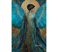 Wings of Light Journal: A Magical Writing Notebook with a Realistic Angel in Blue, Gold, and Turquoise