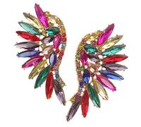 Wings Rhinestone Bangles for Rhinestones Dance Part Earring Women Star Bezel Angel Chain Sleeper Hoop Earrings Locket of The Lid White Alloy