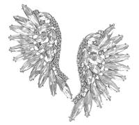 Wings Rhinestone Bangles for Rhinestones Dance Part Earring Women Star Bezel Angel Chain Sleeper Hoop Earrings Locket of The Lid White Alloy