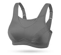 Wingslove Sujetador Deportivo para Mujer Talla Grande Sujetador Deportivo sin Aros sin Relleno de Alto Impacto (Gris,100B)