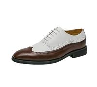 Wingtip Brogue Oxford - Zapatos clásicos de dos tonos con cordones para ocasiones formales, negocios, uso casual, Brown, 39 2/3 EU