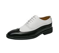 Wingtip Brogue Oxford - Zapatos clásicos de dos tonos con cordones para ocasiones formales, negocios, uso casual, White, 40 2/3 EU