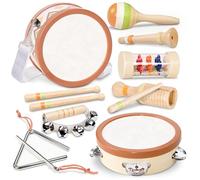 WINGYZ Instrumentos musicales para niños a partir de 1-6 años - Juego de juguetes de madera Montessori 10 en 1 - Morandi Design Baby Music Toys a partir de 2 3 4 años - Ideal para pedagogía musical y