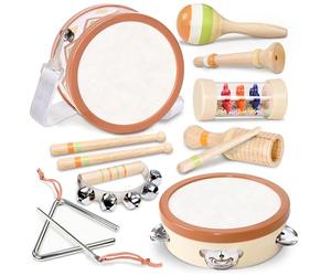 WINGYZ Instrumentos musicales para niños a partir de 1-6 años - Juego de juguetes de madera Montessori 10 en 1 - Morandi Design Baby Music Toys a partir de 2 3 4 años - Ideal para pedagogía musical y