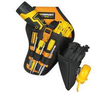 WINHUNT Bolsa de herramientas con destornilladores y taladro, funda profesional con clip para cinturón, negro y amarillo
