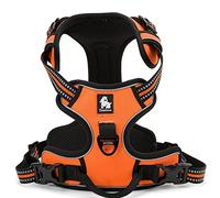 WINHYEPET Arnés para Perros True Love, sin tirón, con Clip Frontal, arneses para Coche, Ajustables con asa, Cuatro Puntos de Ajuste, Material Oxford Acolchado Reflectante, TLH5651 (Naranja, S)