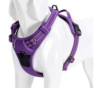 WINHYEPET Arnés para Perros True Love, sin tirón, con Clip Frontal, arneses para Coche, Ajustables con asa, Cuatro Puntos de Ajuste, Material Oxford Acolchado Reflectante, TLH5651 (Morado, L)