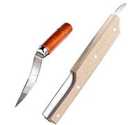 WINIAER Juego de herramientas de abridor de coco, herramienta abrecoco, cuchillo de coco de acero inoxidable con mango de madera, abridor de coco de acero inoxidable