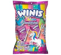 Winis Unicornio | Chewy Taffy Pops | Sabor de algodón de azúcar | Bolsa de 4.3 onzas - 15 piezas | Bolsa variada de dulces de Pascua